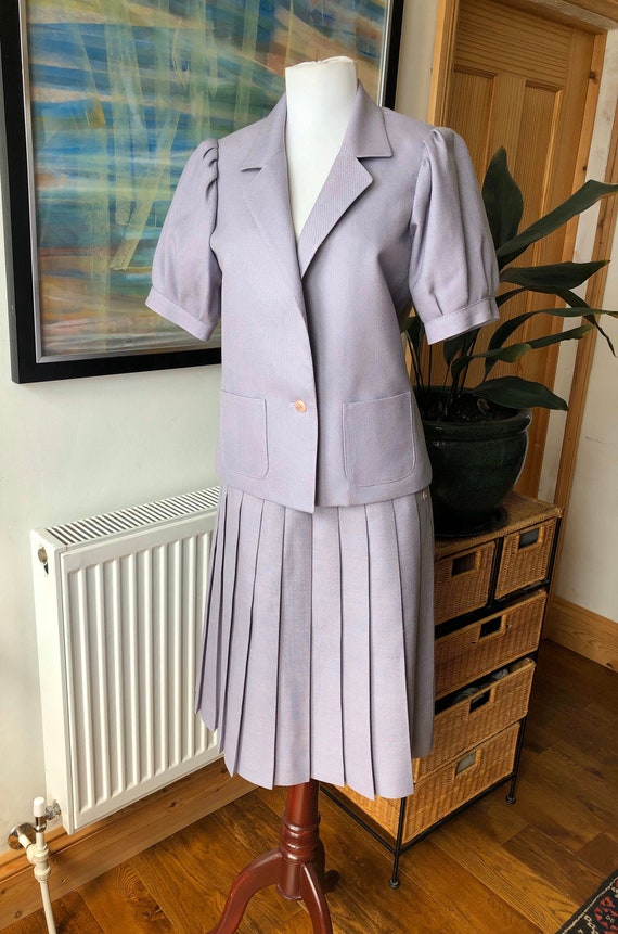 Vintage skirt suit, lilac skirt suit, purple skirt