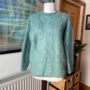 Mohair jumper, vintage jumper, nineties jumper, 90s jumper, aqua jumper, green jumper, green sweater, vintage knitwear,