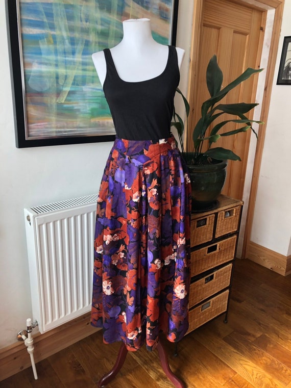 Vintage skirt, midi skirt, floral skirt, retro sk… - image 1