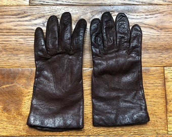 Vintage gloves, leather gloves, vintage leather gloves, brown leather gloves