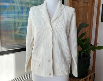 Jaeger, jaeger cardigan, vintage cardigan, vintage jacket, white cardigan, preppy cardigan, minimalist cardigan, size 36,