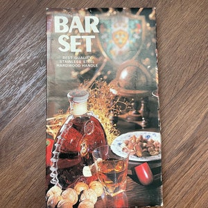 Bar set, cocktail set, bottle opener, ice tongs, bottle opener, vintage bar set,