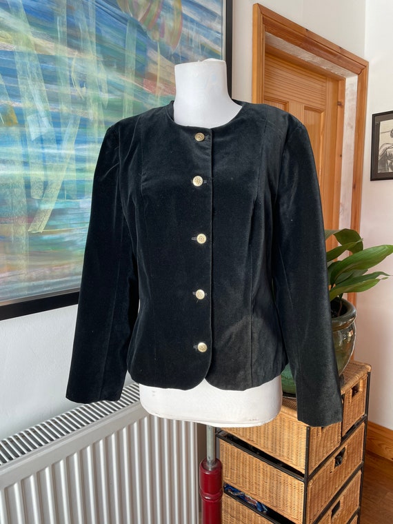 Velvet jacket, black velvet jacket, vintage jacke… - image 1