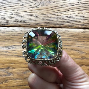 Vintage brooch, rainbow brooch, statement brooch, statement jewellery, iridescent brooch, iridescent jewellery, vintage jewellery
