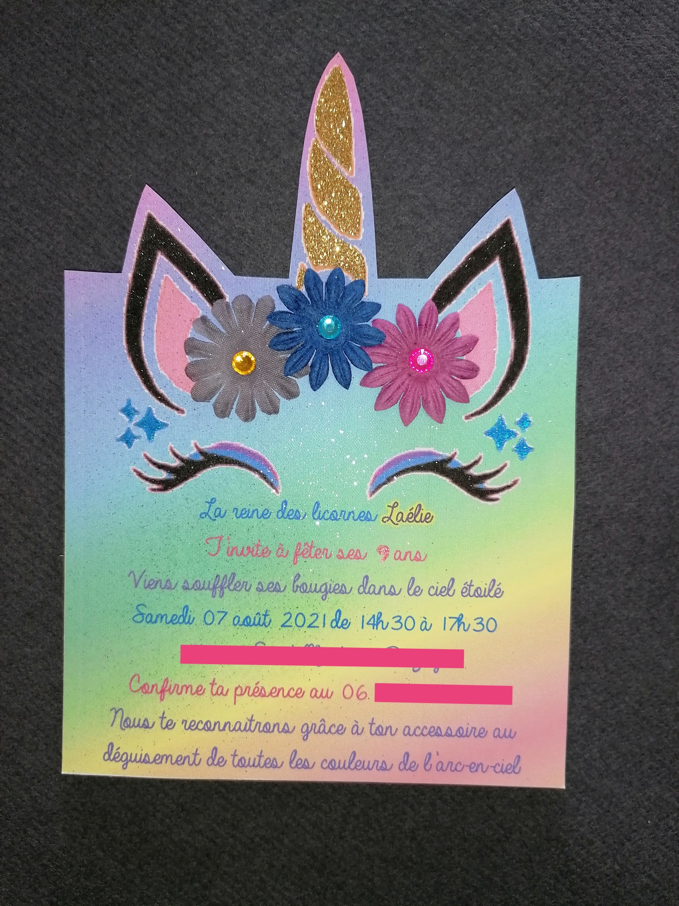 Invitation anniversaire personnalisable - Licorne - CililaCreation
