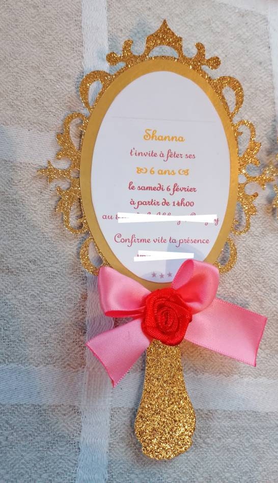 Cartes invitation anniversaire miroir princesse La Belle et la - Etsy France