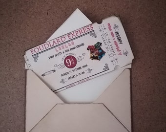 Cartes invitation Anniversaire magicien apprenti sorcier Harry Potter avec enveloppe, sac cadeau, décoration