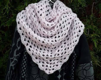 Granny crochet shawl. Maxi softness handmade shawl. Alpaca and silk scarf. woman gift