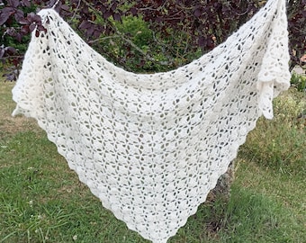 Ivory wedding shawl, bridal accessory, handmade crochet shawl, lightweight spring shawl.