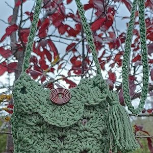 Sac au crochet pour portable. Étui téléphone. Pochette bandoulière au crochet. Étui à lunettes. Vert