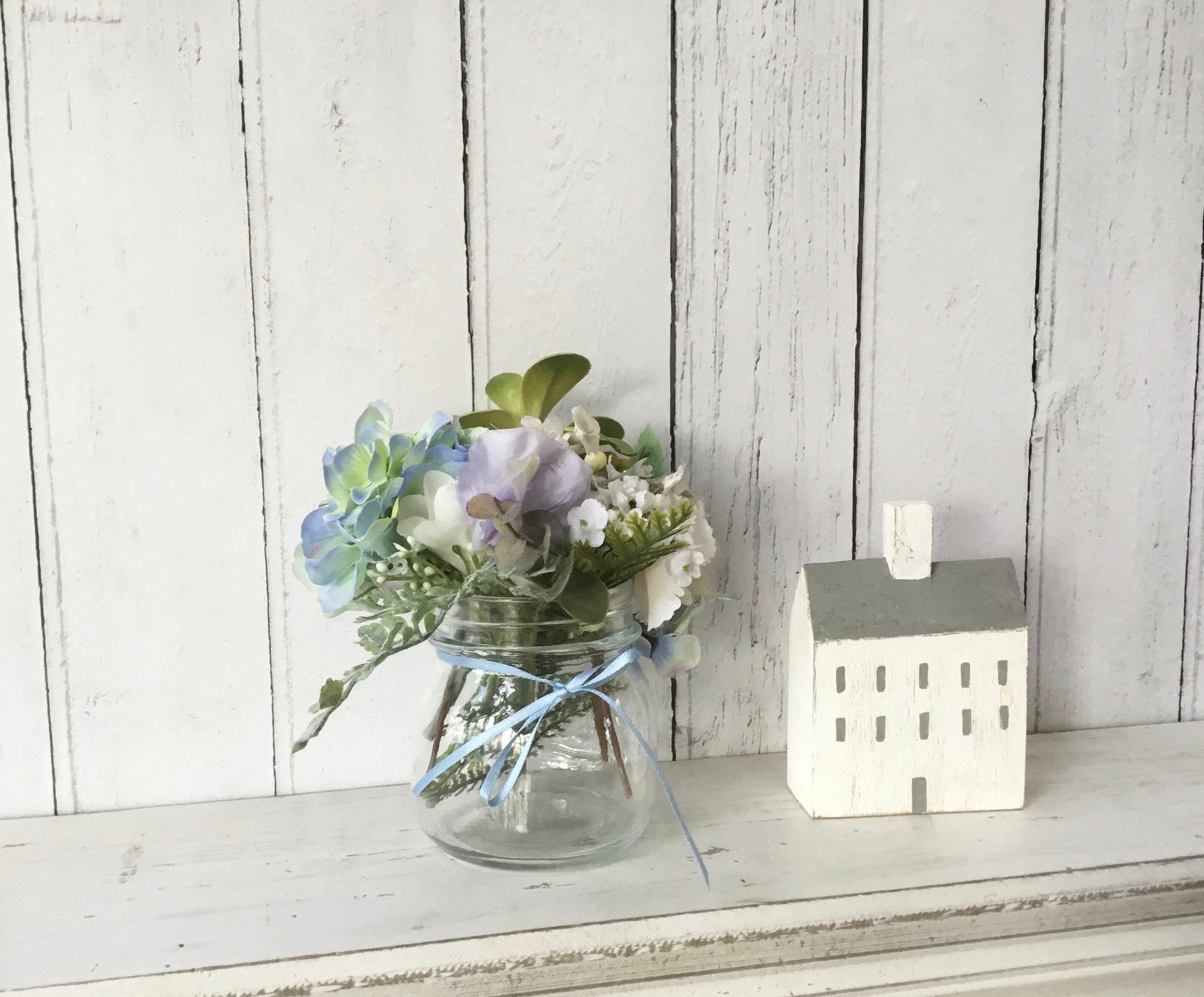 Faux Flowers in Glass Jar Artificial Floral Display Gifts Etsy