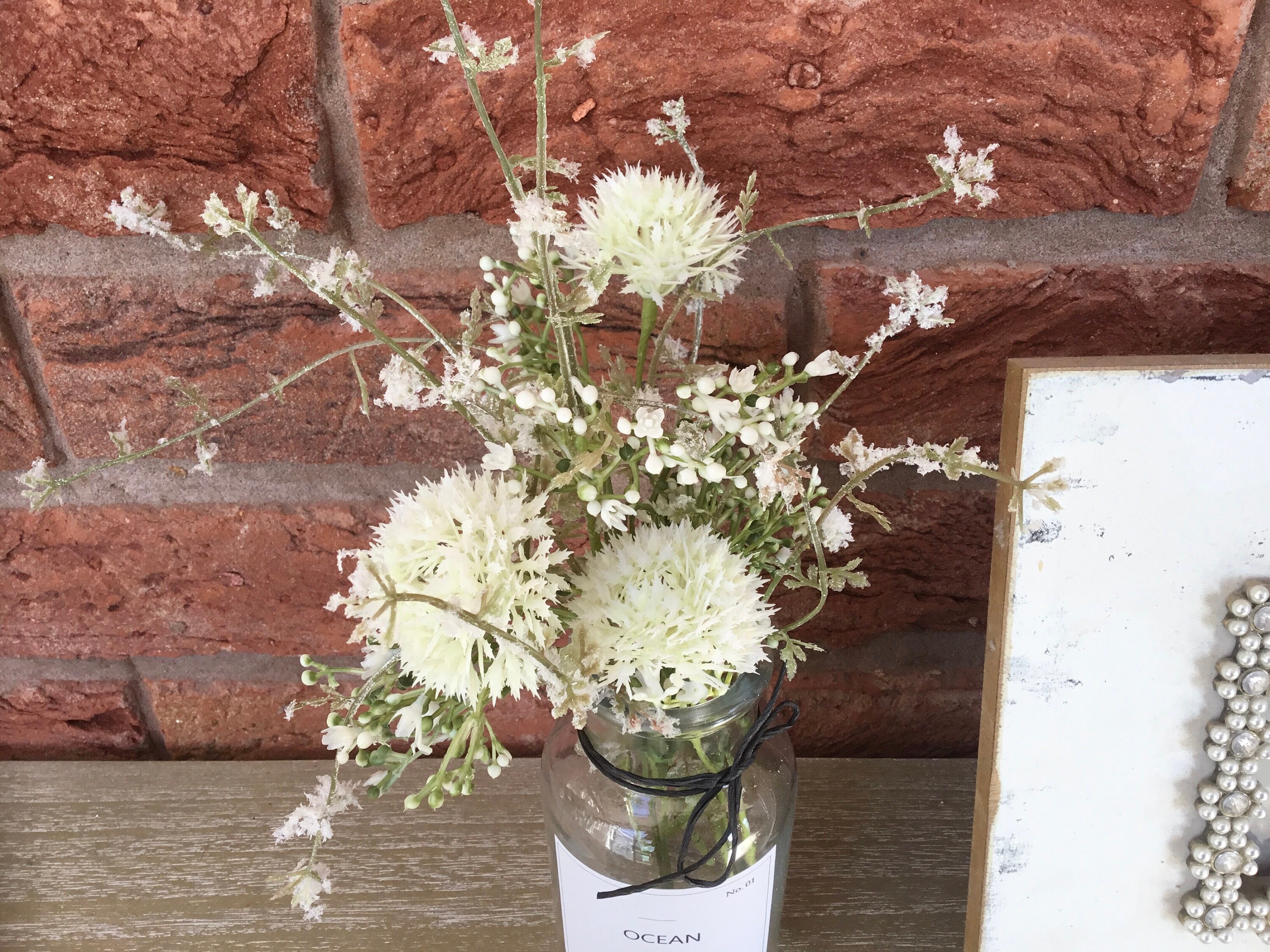 Faux Flowers in Glass Bottle Artificial Floral Arrangement Etsy