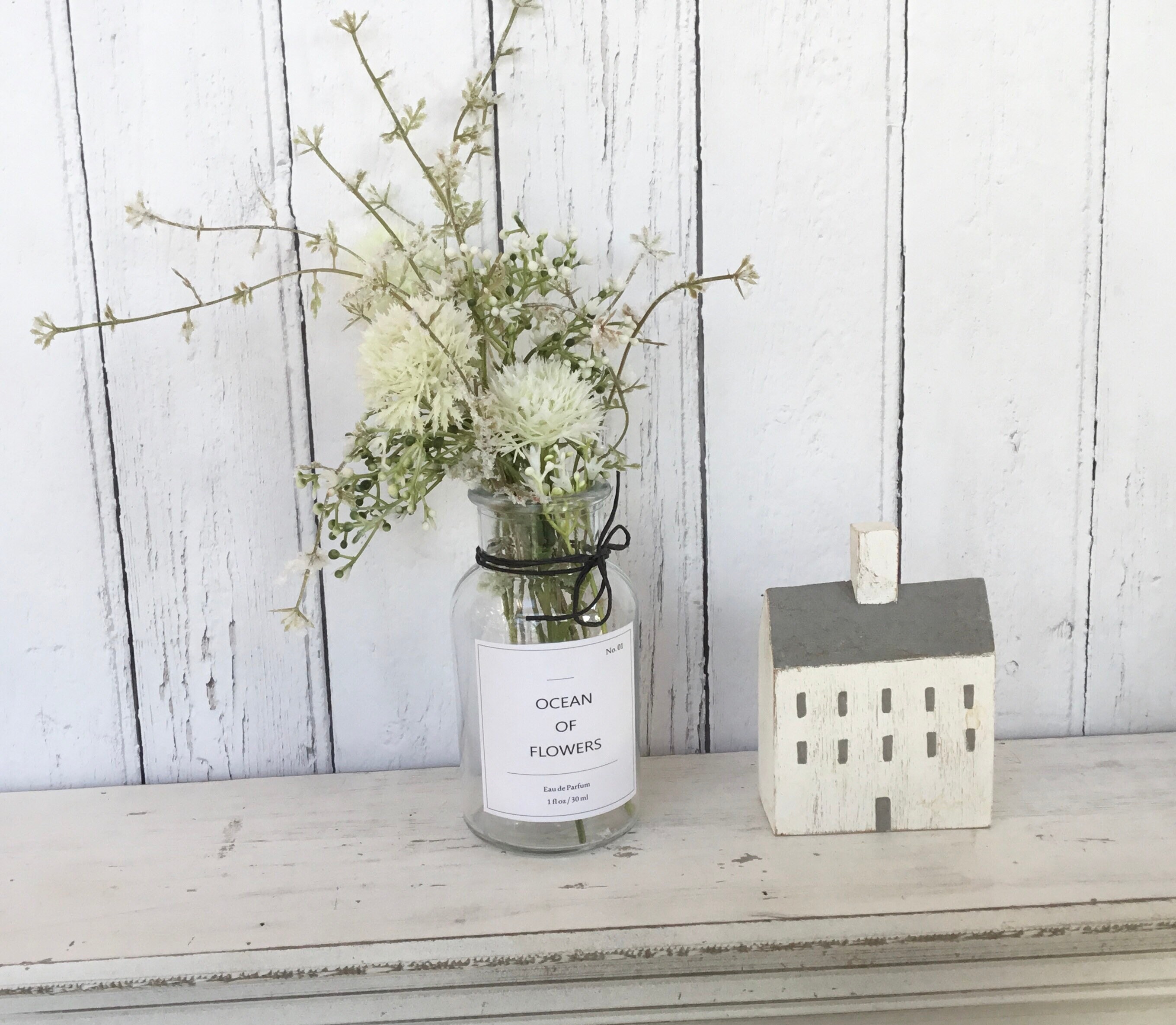 Faux Flowers in Glass Bottle Artificial Floral Arrangement Etsy