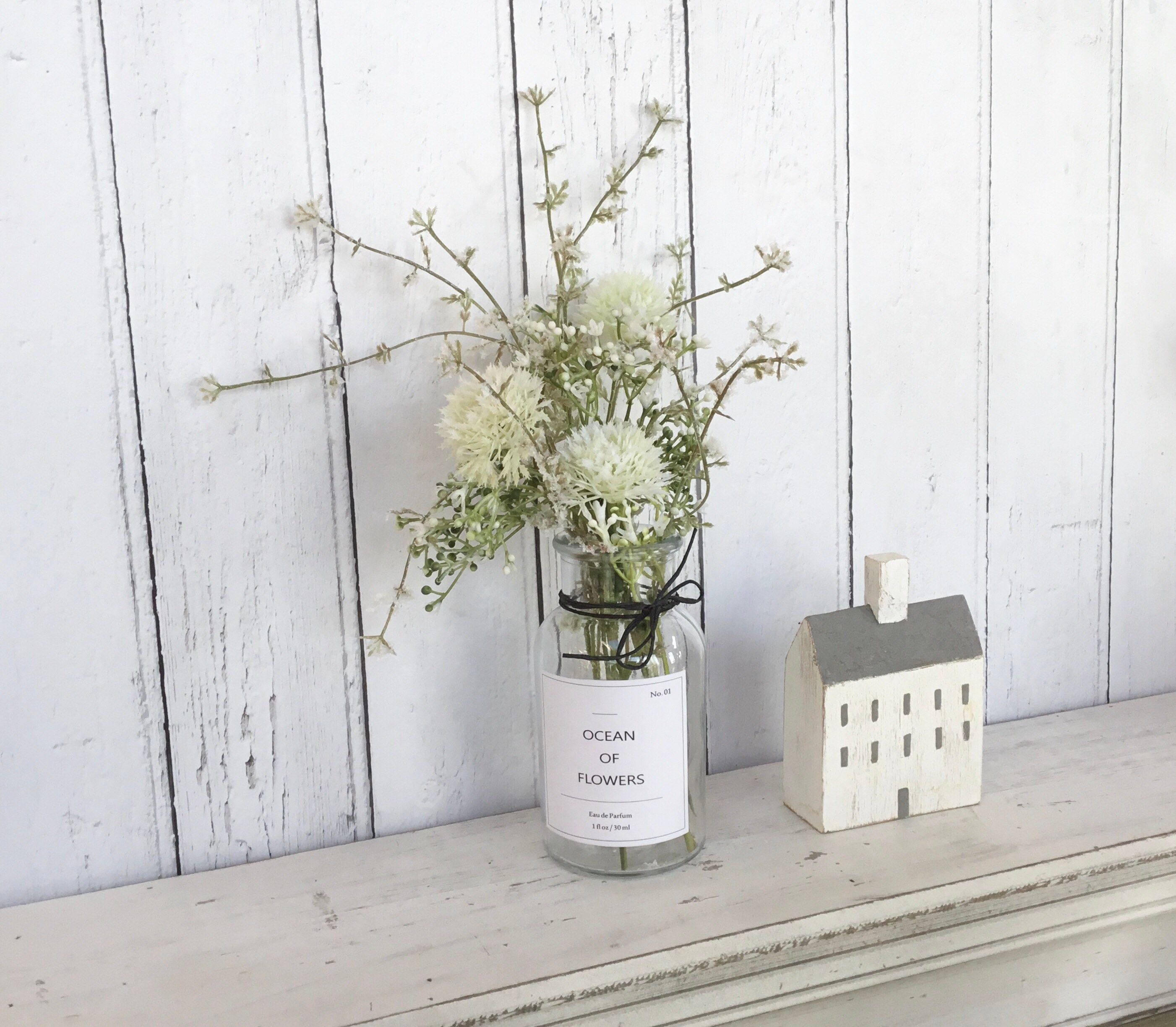 Faux Flowers in Glass Bottle Artificial Floral Arrangement Etsy