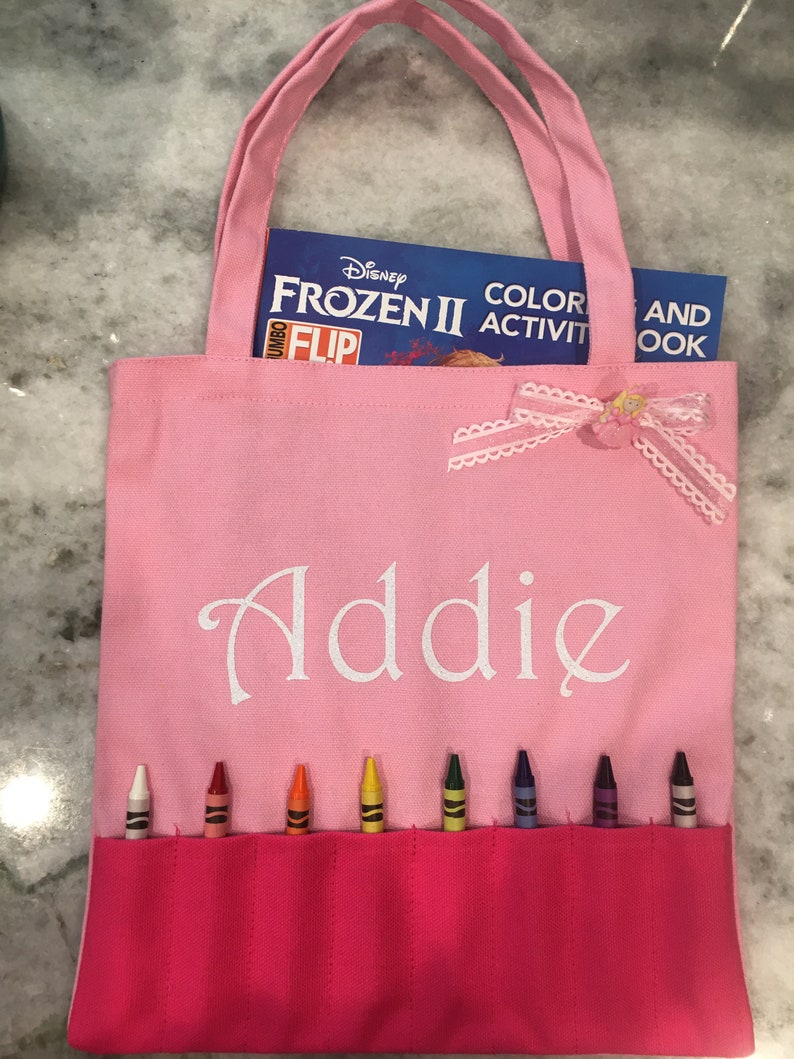 Pink Coloring Book and Crayon Tote Etsy