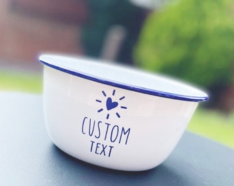Custom Bowl Personalised - Enamel Bowl - Enamel Snack Bowl - Nights In - Movie Nights - Treats Bowl - Snack Pot - Treat Night - Family Night