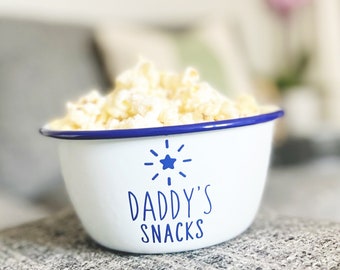 Snack Bowl Personalised - Enamel Bowl - Enamel Snack Bowl - Nights In - Movie Nights - Treats Bowl - Snack Pot - Treat Night - Family Night