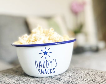 Snack Bowl Personalised - Enamel Bowl - Enamel Snack Bowl - Nights In - Movie Nights - Treats Bowl - Snack Pot - Treat Night - Family Night