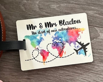 Colourful World Map Personalised Luggage Tag | Map Luggage Tag | World Map | Luggage Bag Tag | Couples Luggage Tag | Travel Gift | Couples