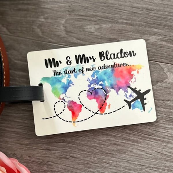 Colourful World Map Personalised Luggage Tag | Map Luggage Tag | World Map | Luggage Bag Tag | Couples Luggage Tag | Travel Gift | Couples