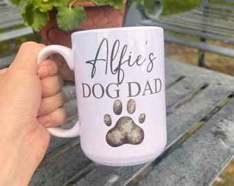Dog Dad Personalised Mug, Dog Dad Gift, Dog Dad Mug, Personalised Dog Dad Mug, Paw Custom Mug, 15oz Dog Dad Mug, Dog Gifts, Dog Dad Gifts