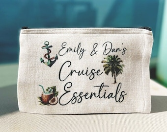 Cruise Essentials Personalised Pouch, Holiday Pouch, Cruise Pouch, Travel Essential, Travel Pouch, Passport Pouch, Documents Pouch, Travel