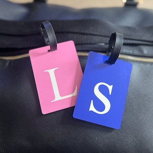 Solid Colour Initial Luggage Tag, Suitcase Tag, Named Tag, Personalised Bag Tag, Travel Tags, Bag Tag, Holiday Essentials, Girls Holiday image 1