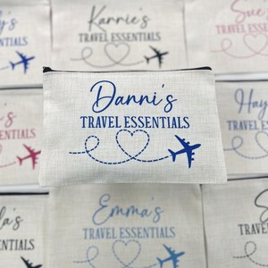 Travel Essentials Personalised Pouch, Travel Pouch, Travel Gift, Holiday Essentials, Personalised Travel Pouch, Travelling Gifts, Plane Bag image 2