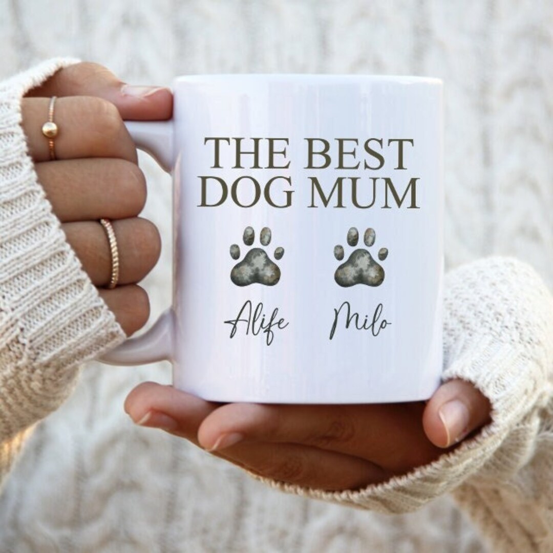 The Best Dog Mum Custom Mug With Paw, Dog Mum Gifts, Dog Mum Mug