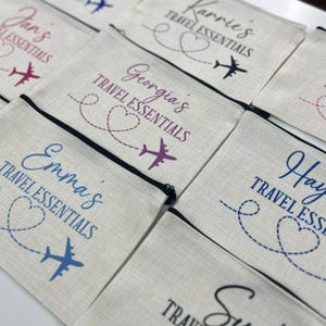 Travel Essentials Personalised Pouch, Travel Pouch, Travel Gift, Holiday Essentials, Personalised Travel Pouch, Travelling Gifts, Plane Bag image 16