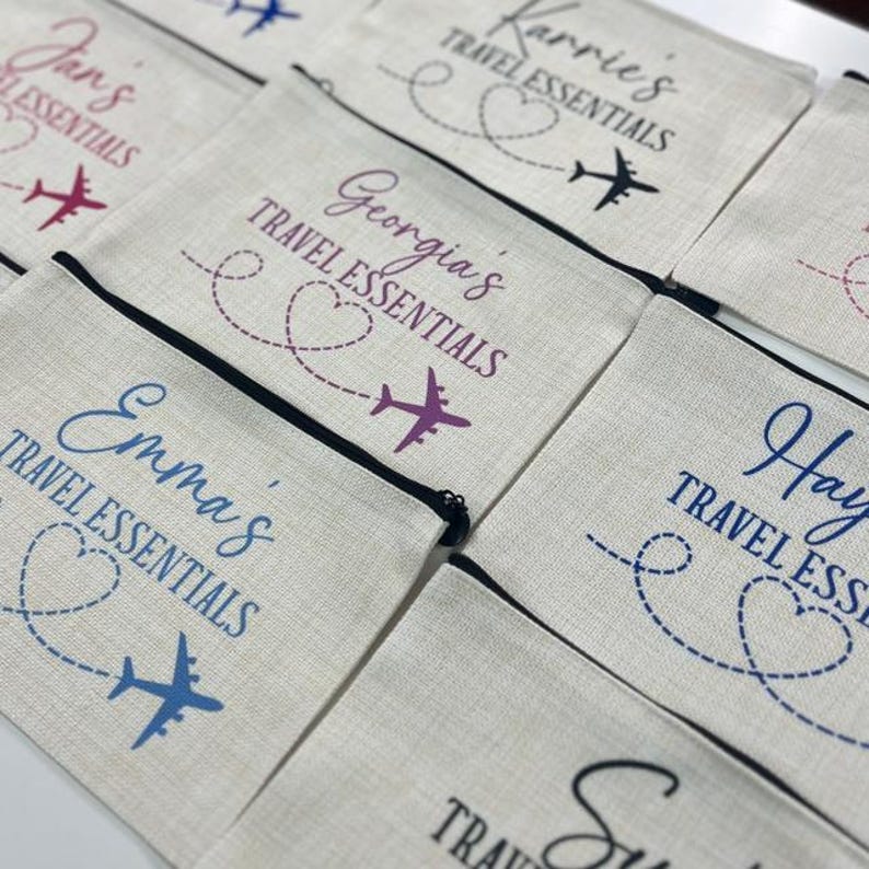 Travel Essentials Personalised Pouch, Travel Pouch, Travel Gift, Holiday Essentials, Personalised Travel Pouch, Travelling Gifts, Plane Bag image 16