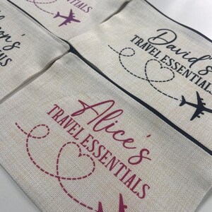 Travel Essentials Personalised Pouch, Travel Pouch, Travel Gift, Holiday Essentials, Personalised Travel Pouch, Travelling Gifts, Plane Bag image 9