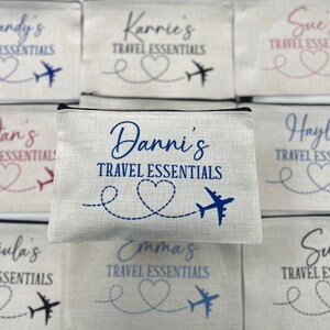 Travel Essentials Personalised Pouch, Travel Pouch, Travel Gift, Holiday Essentials, Personalised Travel Pouch, Travelling Gifts, Plane Bag image 14