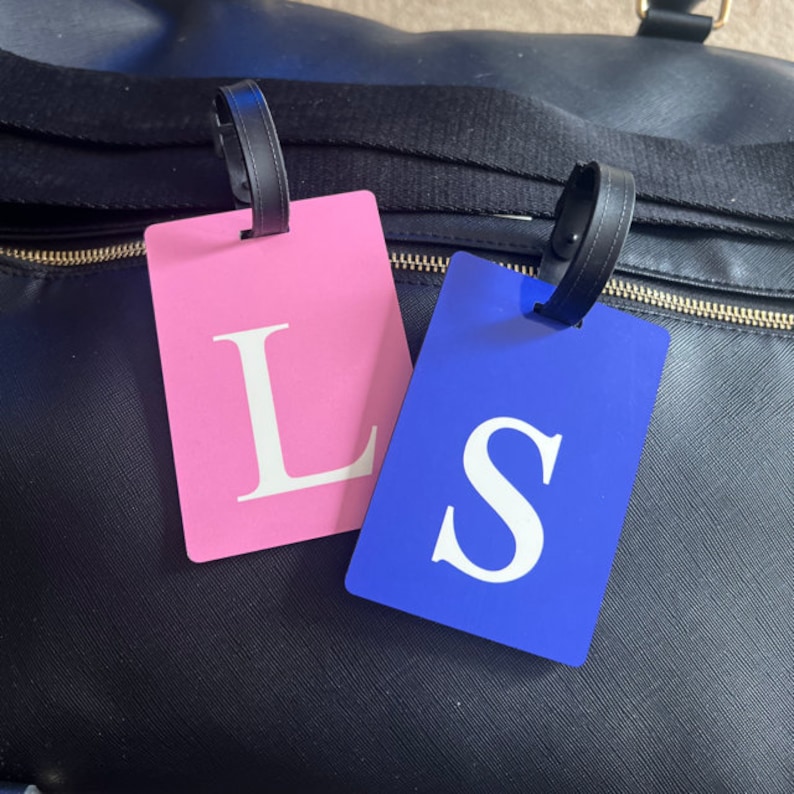 Solid Colour Initial Luggage Tag, Suitcase Tag, Named Tag, Personalised Bag Tag, Travel Tags, Bag Tag, Holiday Essentials, Girls Holiday image 2