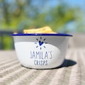 Crisps Personalised Snack bowl Enamel Blue Rim - Enamel Bowl - Enamel Snack Bowl - Nights In - Treats Bowl - Snack Pot - Family Night