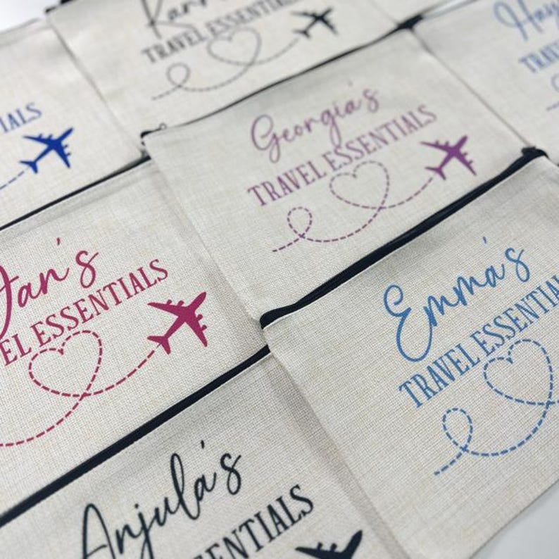 Travel Essentials Personalised Pouch, Travel Pouch, Travel Gift, Holiday Essentials, Personalised Travel Pouch, Travelling Gifts, Plane Bag image 15
