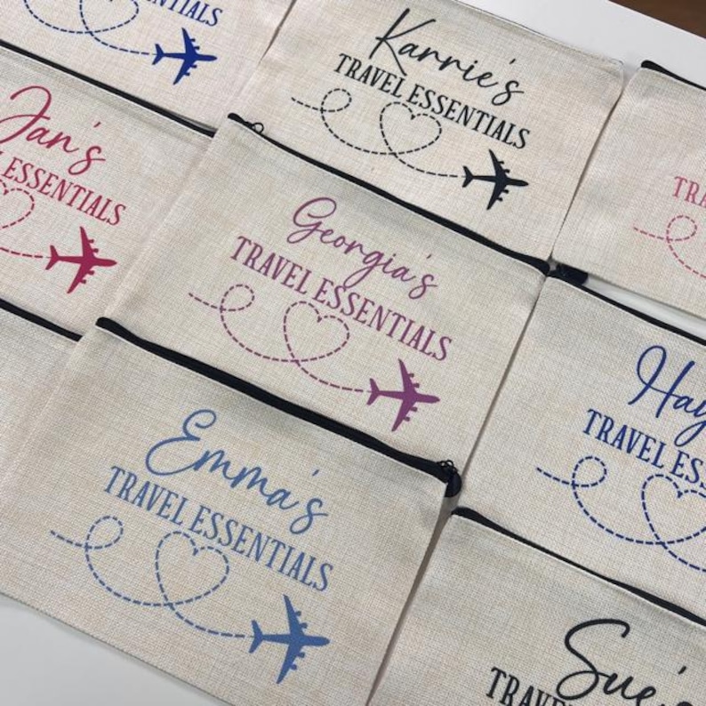 Travel Essentials Personalised Pouch, Travel Pouch, Travel Gift, Holiday Essentials, Personalised Travel Pouch, Travelling Gifts, Plane Bag image 7
