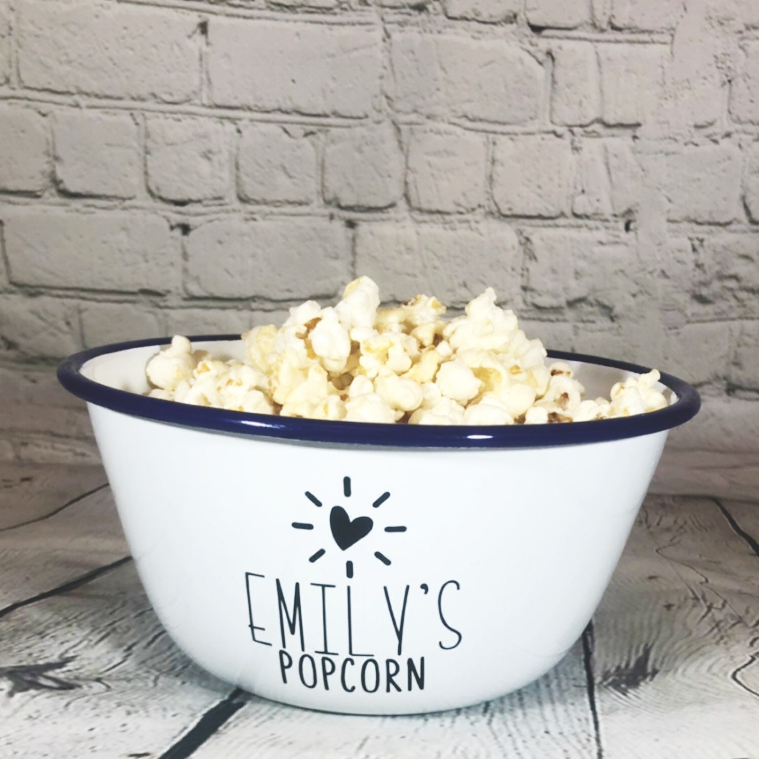 Popcorn Personalised bowl Enamel Bowl Enamel Snack Bowl Etsy