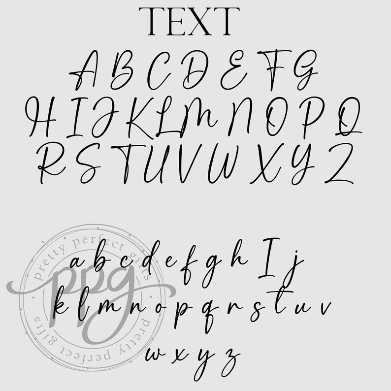 May include: A black and white image of the alphabet in a handwritten font. The letters are arranged in two rows, with the uppercase letters in the top row and the lowercase letters in the bottom row. The word "TEXT" is written above the letters.