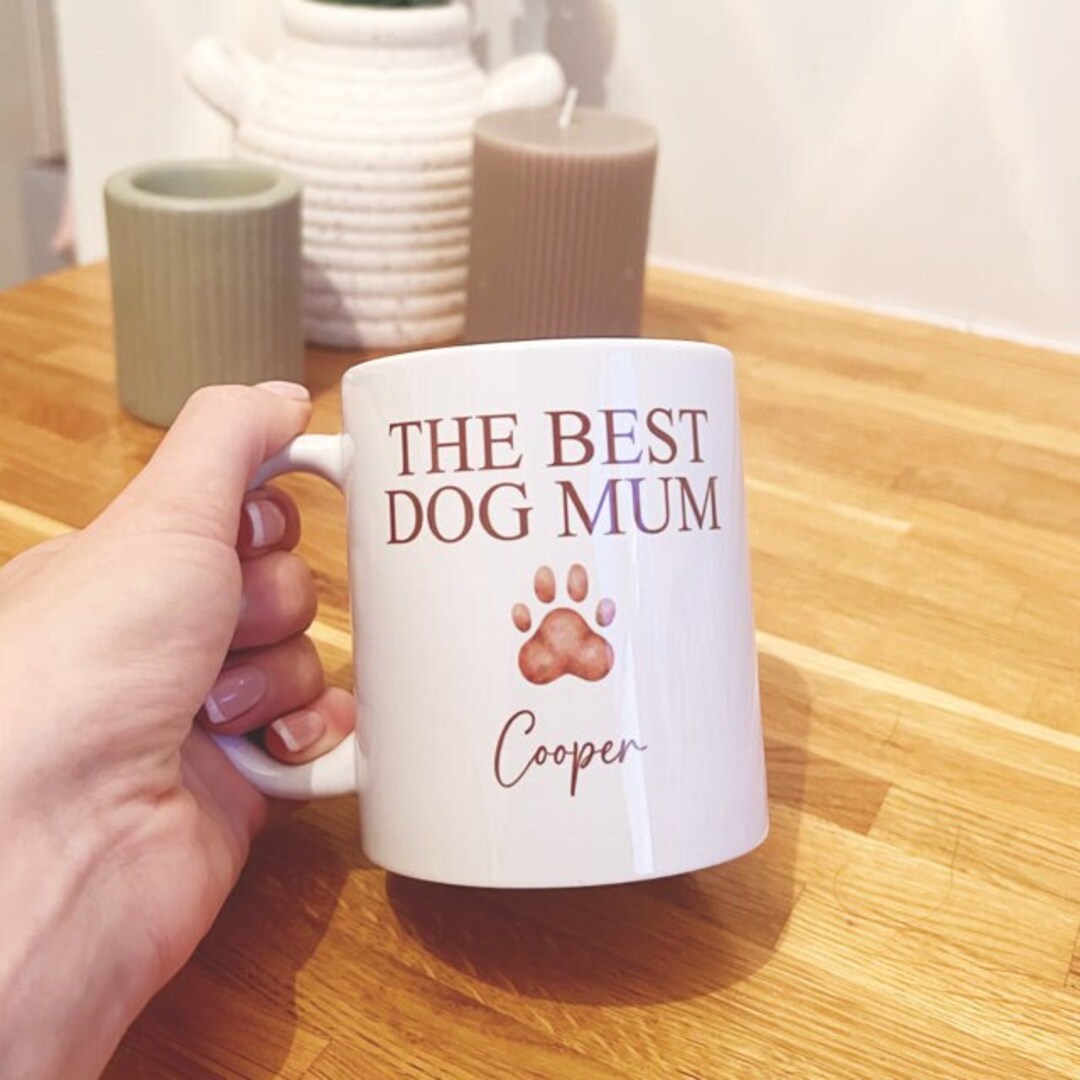 The Best Dog Mum Custom Mug With Paw, Dog Mum Gifts, Dog Mum Mug