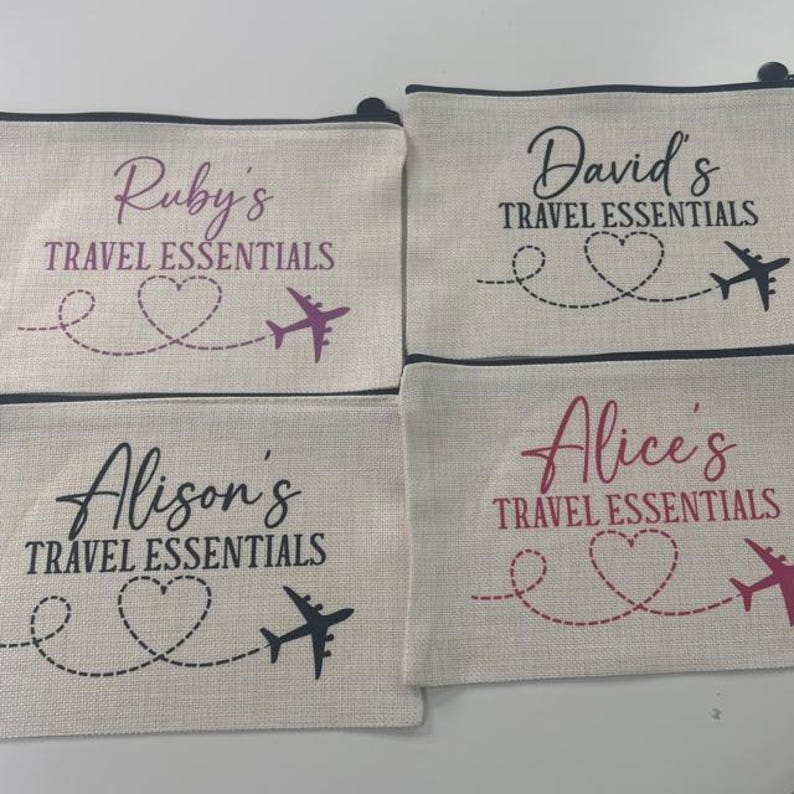Travel Essentials Personalised Pouch, Travel Pouch, Travel Gift, Holiday Essentials, Personalised Travel Pouch, Travelling Gifts, Plane Bag image 11