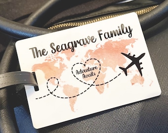 Adventure Personalised Luggage Tag, World Map Tag