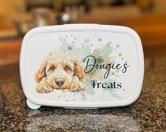 Dog Personalised Snack Box, Custom Snack Box, Personalised Bag, Pet Treat Box, Dog Food Storage, Dog Treat Box, Dog Image Treats Box