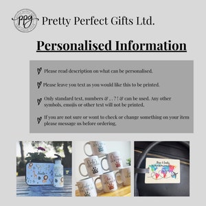 May include: A collection of personalized gifts featuring various designs. The gifts include a lunchbox with a jungle animal print, a water bottle with a jungle animal print, a mug with the text "Orla's Dog Dad", a mug with the text "Splodge's Dog Mum", a mug with the text "Jax's Dog Mum", and a luggage tag with a world map and the text "Dan & Emily".