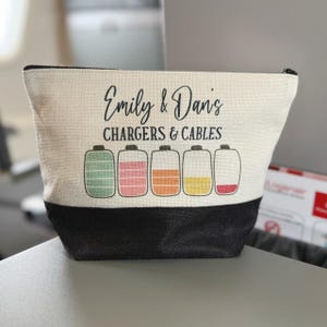Chargers & Cables Personalised Pouch, Cable Bag, Cable Pouch, Charger Pouch, Holiday Essentials, Travel Essentials, Personalised Cable Bag image 1