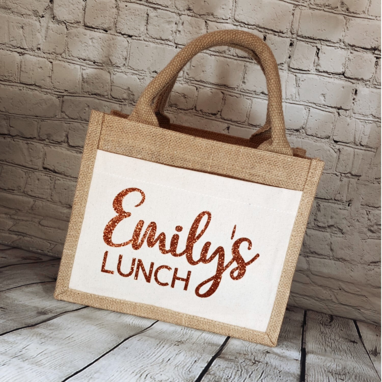 Personalised Name Lunch Bag Jute Bag Lunch Box Custom Etsy