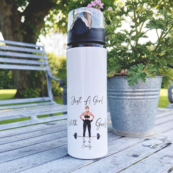 Just A Girl With Goals Personalised Gym Water Bottle, Personalised Water Bottle, Custom Water Bottle, Goals Water Bottle, Gym Bottles, Gym