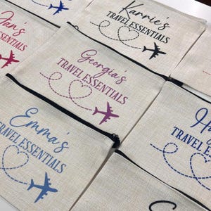 Travel Essentials Personalised Pouch, Travel Pouch, Travel Gift, Holiday Essentials, Personalised Travel Pouch, Travelling Gifts, Plane Bag image 10
