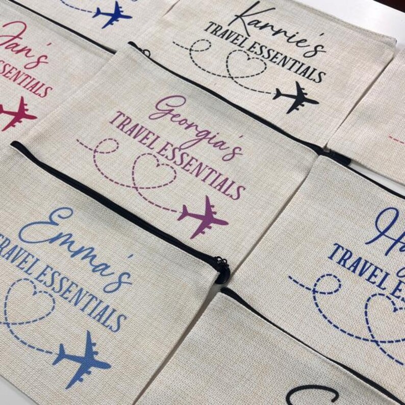 Travel Essentials Personalised Pouch, Travel Pouch, Travel Gift, Holiday Essentials, Personalised Travel Pouch, Travelling Gifts, Plane Bag image 10