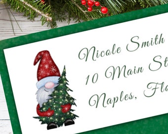 Christmas Gnome Return Address Labels | Gnome Gift Tags | DIY Printable Label Template | Instant Digital Download